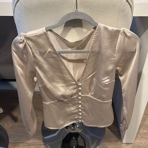 Abercrombie beige satin top